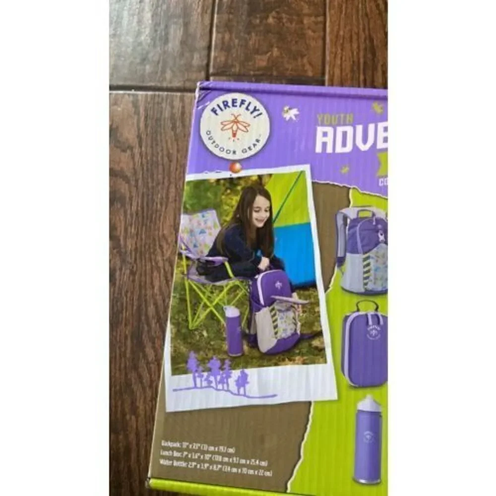 Firefly Outdoor Gear Youth Adventure Combo Purple Backpack Lunch Box 16oz Bottle